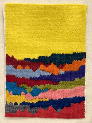 Gallery 3 - Laura Kamian McDermott; Jagged Skyline of Car Keys - Yellow, tapestry, 17 x 13 x 5”