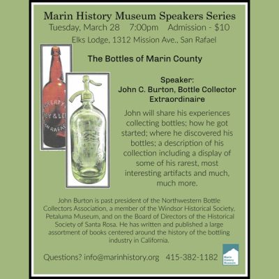 Marin History Museum Speaker Series: The Bottles of Marin County with John C. Burton